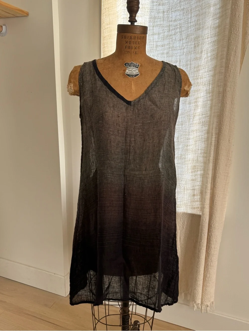 FLAX sheer linen ombre dress/ layer - Picture 1 of 9
